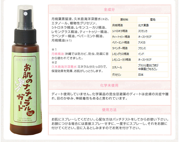 お肌のナチュラルガードの全成分